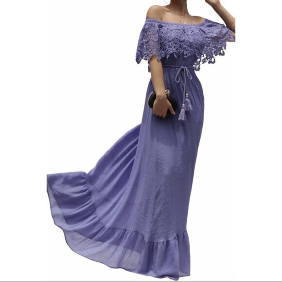Lace Cape Maxi Dress (Small) - Picture 1 of 3
